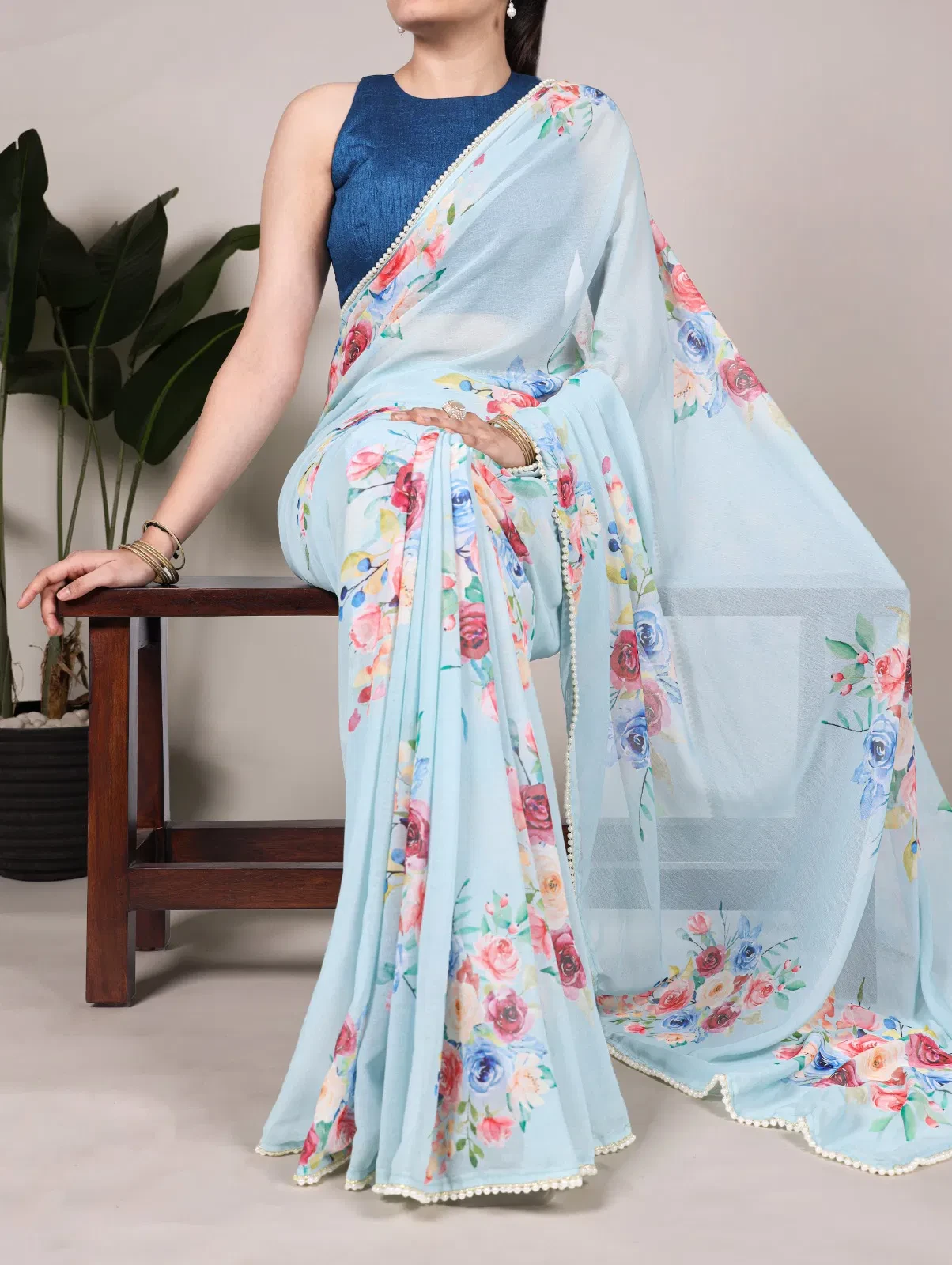 Taraa Nira Vol 1 Weightless Marbal Floral Printed Saree Collection - Image 5