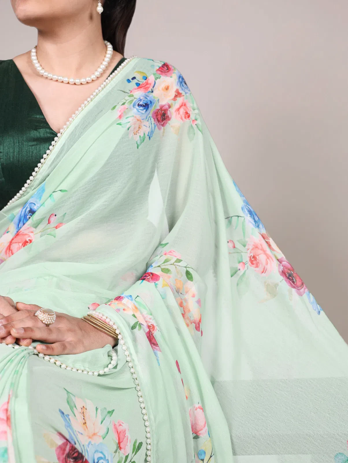 Taraa Nira Vol 1 Weightless Marbal Floral Printed Saree Collection - Image 8