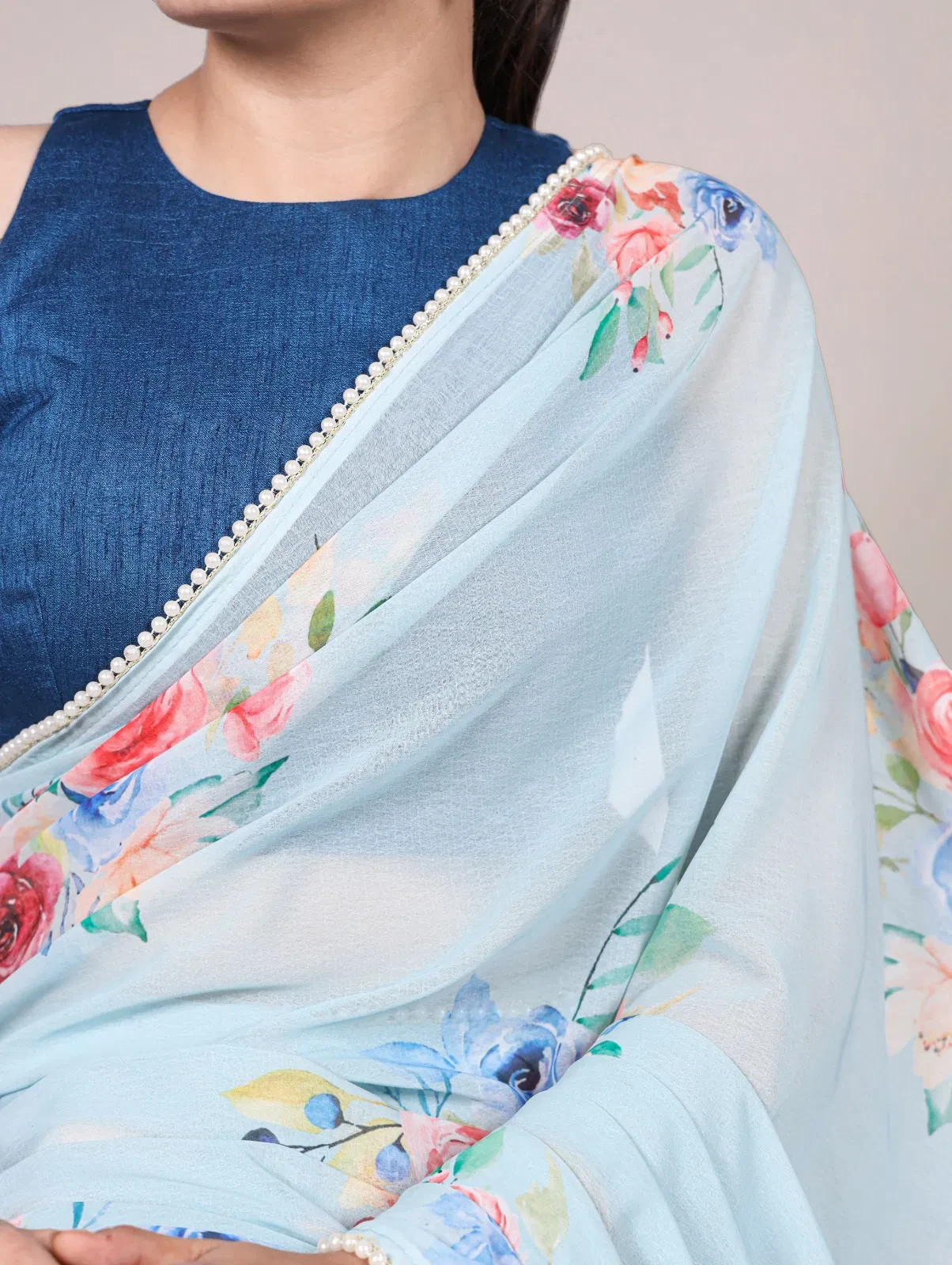 Taraa Nira Vol 1 Weightless Marbal Floral Printed Saree Collection - Image 9