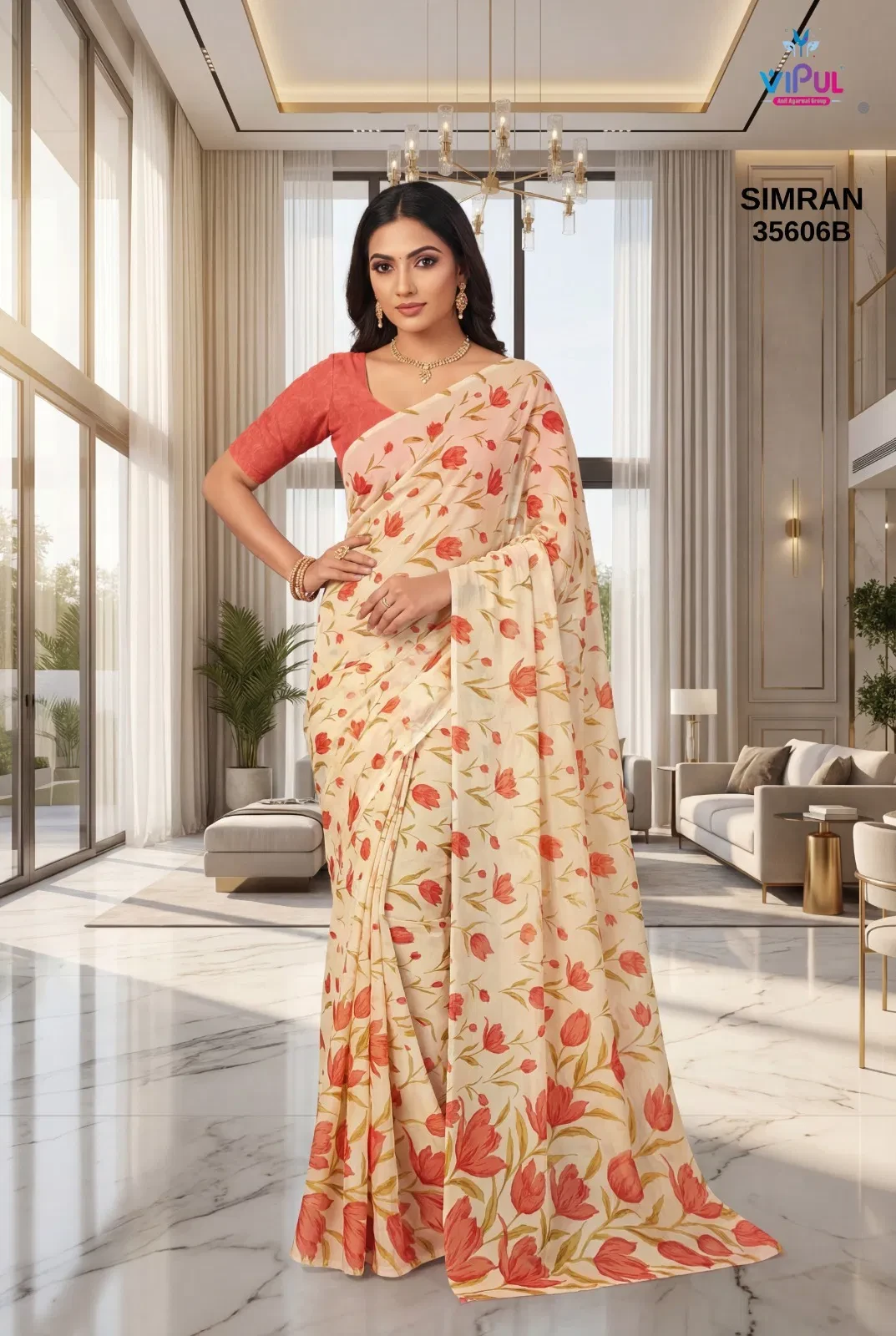 Vipul Simran 35606 a to F Georgette Printed Saree Collection