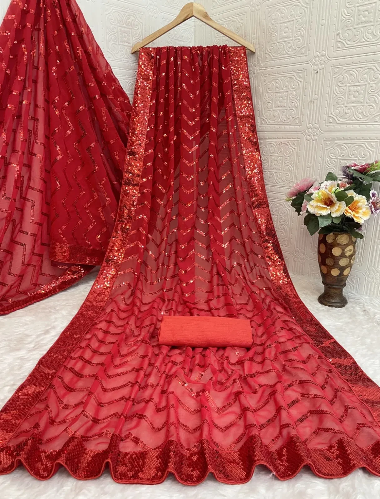 Vt 833 T Georgette Silk Sequence Worked Premium Saree Collection - Image 10