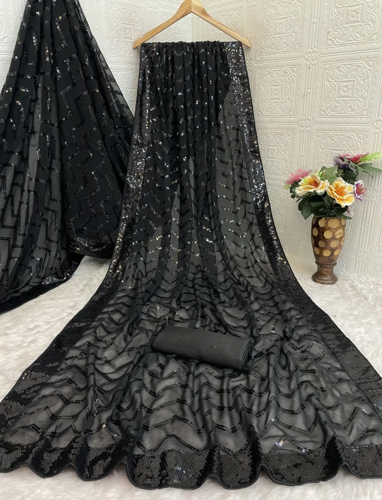 Vt 833 T Georgette Silk Sequence Worked Premium Saree Collection - Image 12