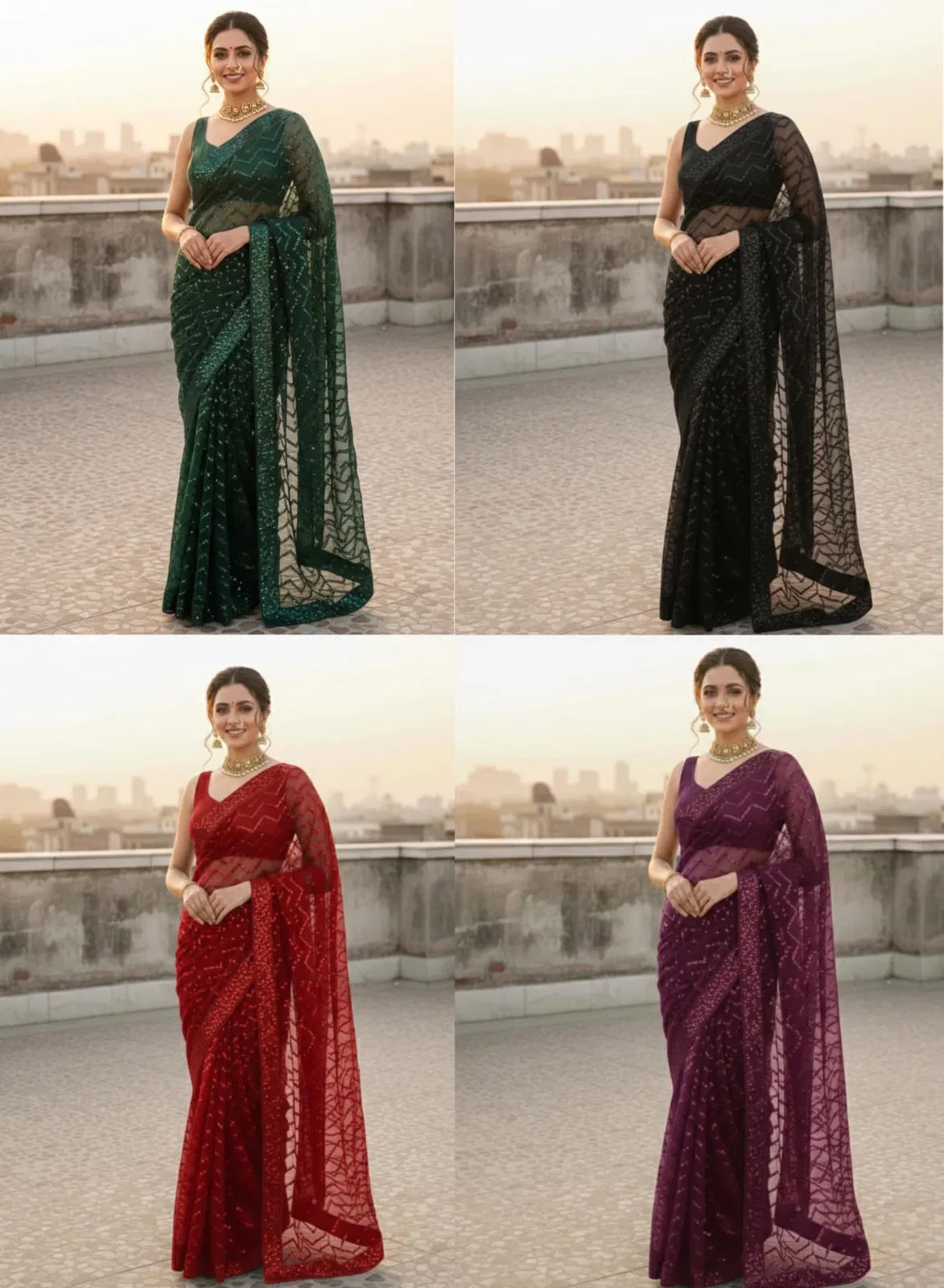 Vt 833 T Georgette Silk Sequence Worked Premium Saree Collection - Image 6