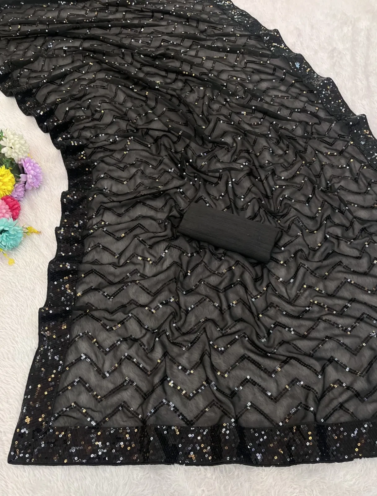 Vt 833 T Georgette Silk Sequence Worked Premium Saree Collection - Image 8