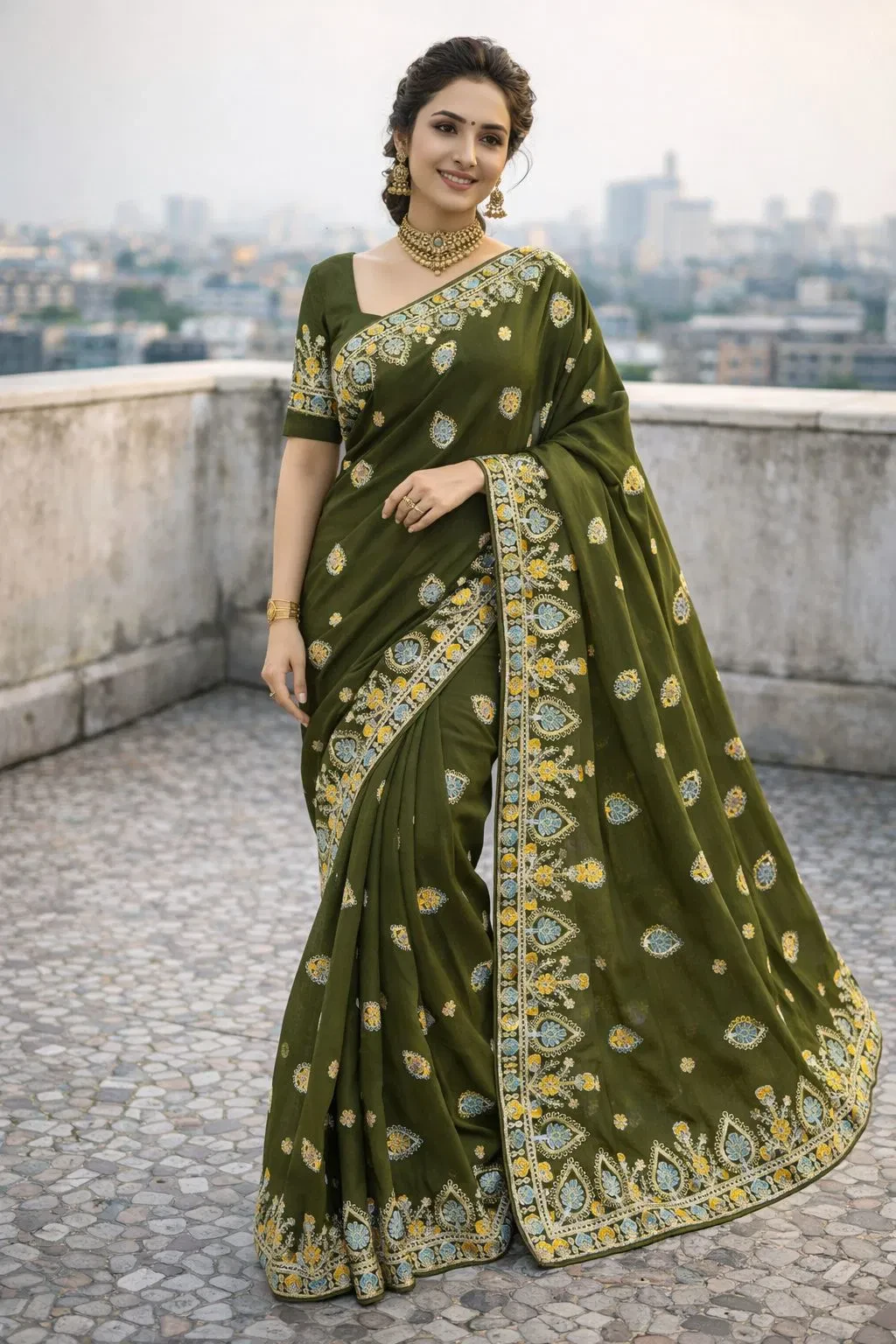 Vt 839 T Soft Star Georgette Thread Worked Designer Saree Collection