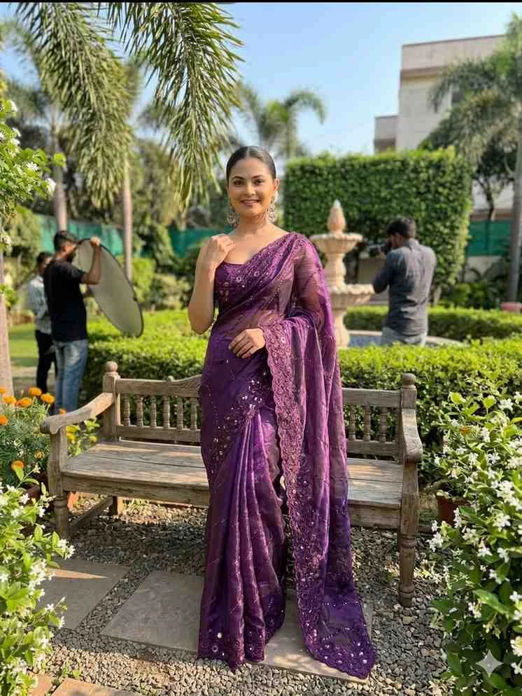 Ds 660 Burburry Silk Sequence Worked Saree Collection