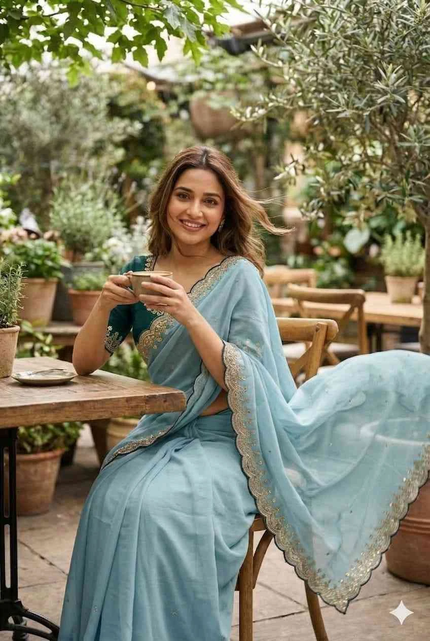 Ds 793 Star Georgette Sequence Worked Beautiful Saree Collection - Image 5