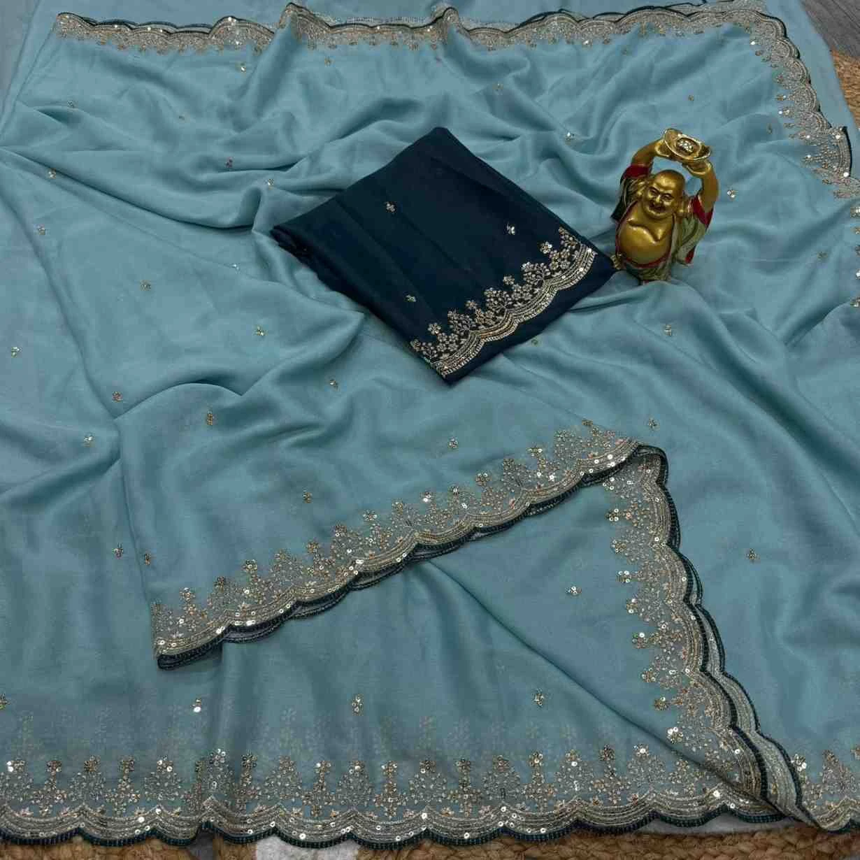 Ds 793 Star Georgette Sequence Worked Beautiful Saree Collection - Image 7