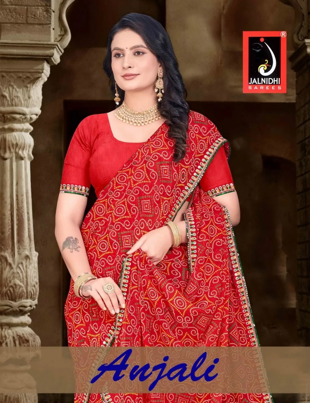 Jalnidhi Anjali Georgette Bandhani Printed Saree Collection