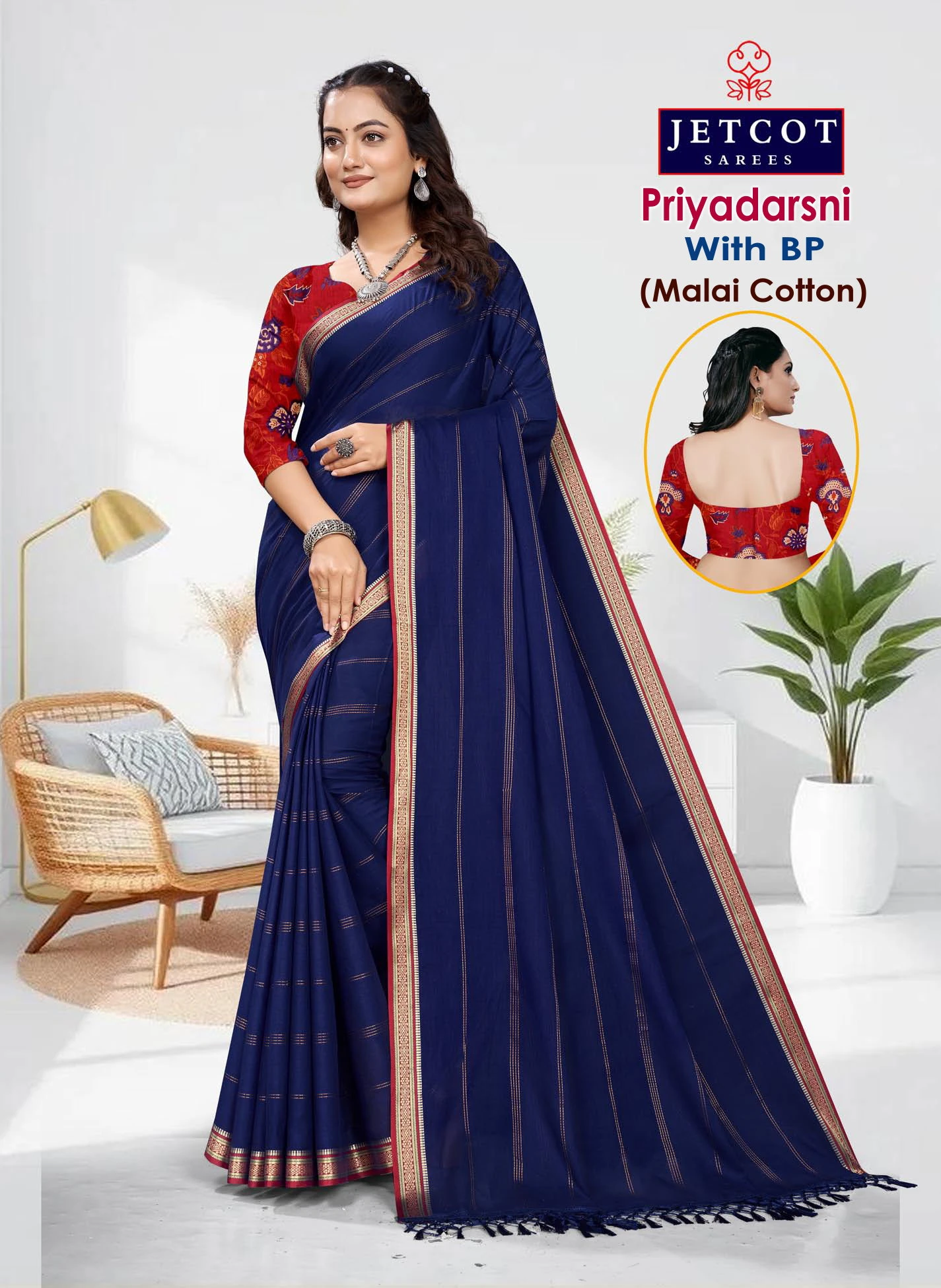 Jetcot Priyadarsni Vol 1 Malai Cotton Printed Saree Collection