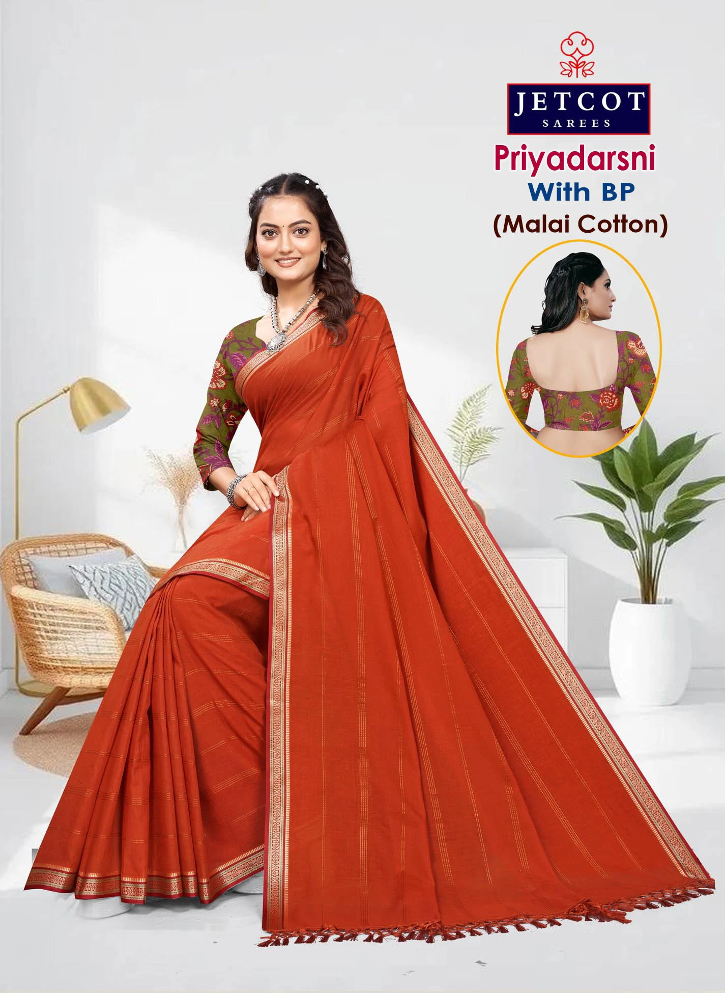 Jetcot Priyadarsni Vol 1 Malai Cotton Printed Saree Collection