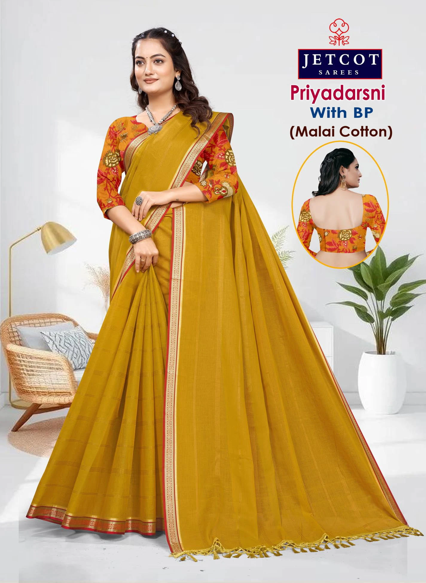 Jetcot Priyadarsni Vol 1 Malai Cotton Printed Saree Collection
