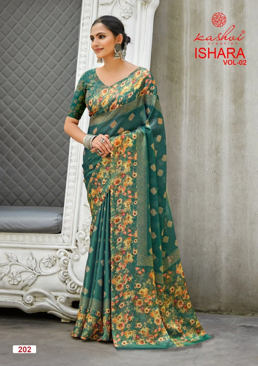 Kashvi Ishara Vol 2 Nc Moss Digital Printed Saree Collection - Image 3