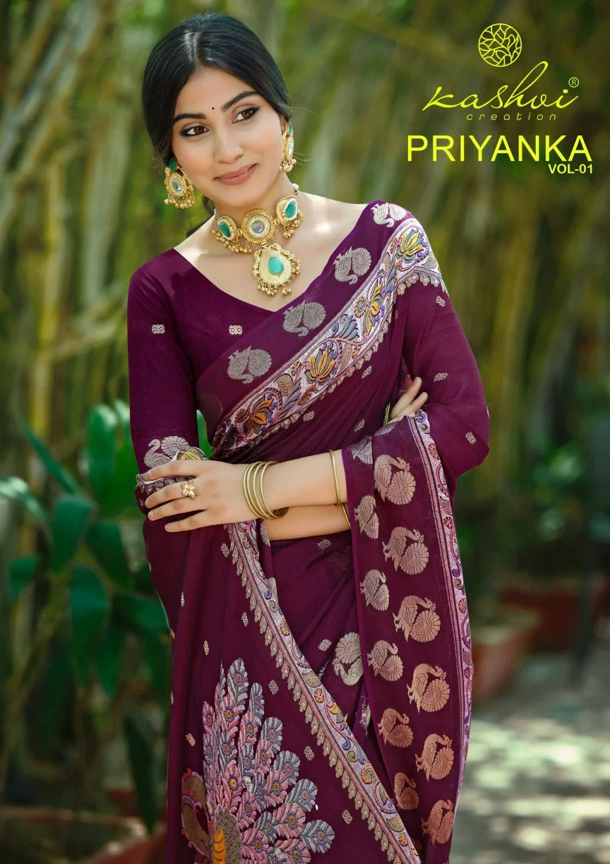 Kashvi Priyanka Vol 1 Marshmallow Jacquard Work Saree Collection