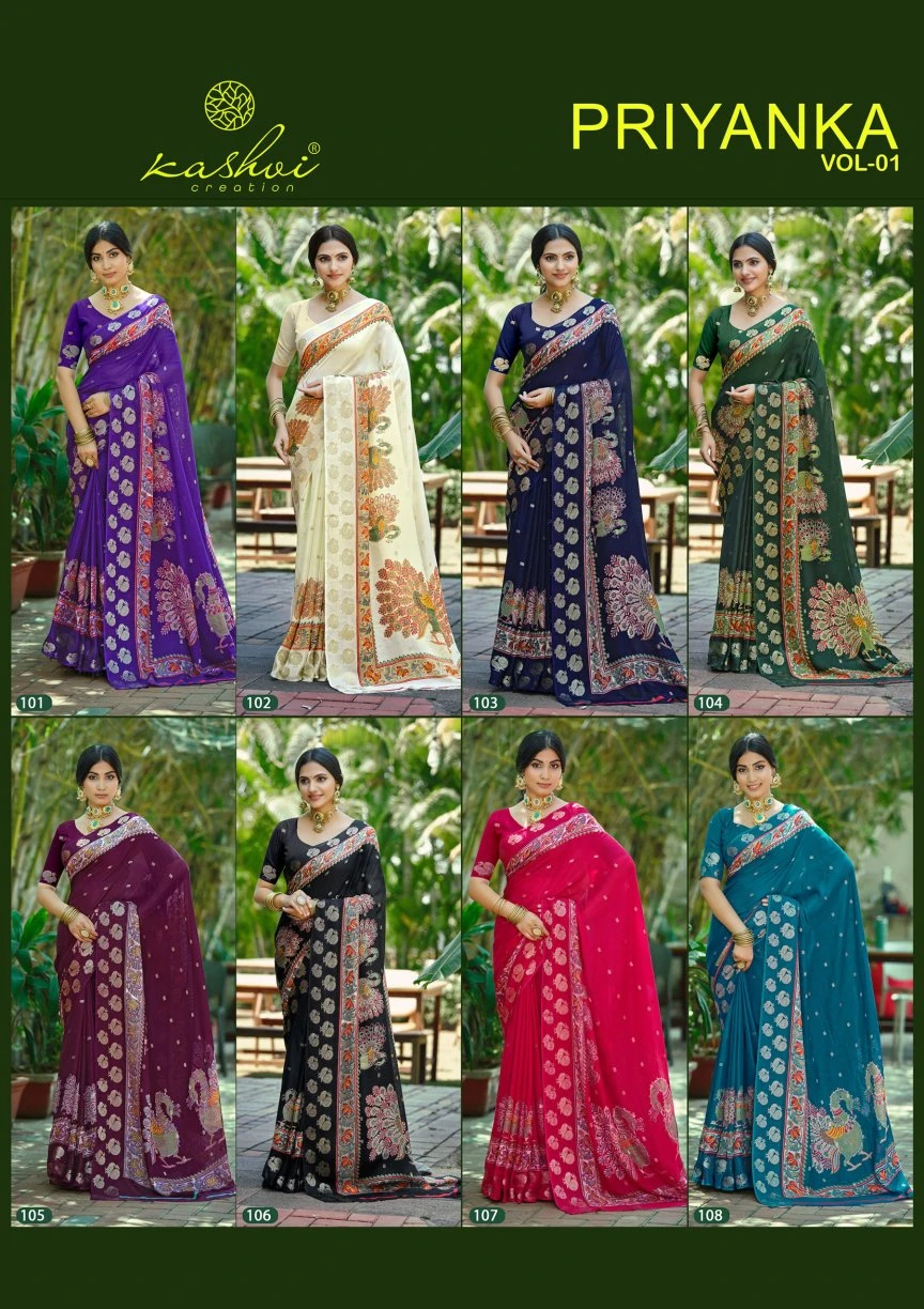 Kashvi Priyanka Vol 1 Marshmallow Jacquard Work Saree Collection