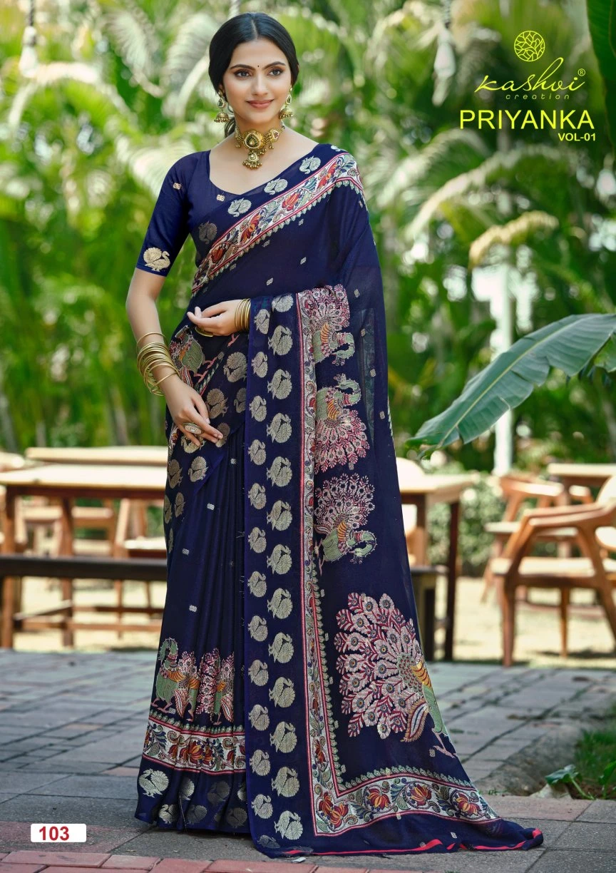 Kashvi Priyanka Vol 1 Marshmallow Jacquard Work Saree Collection