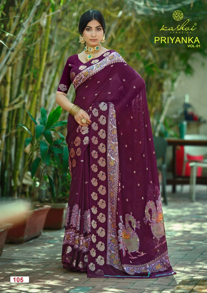 Kashvi Priyanka Vol 1 Marshmallow Jacquard Work Saree Collection