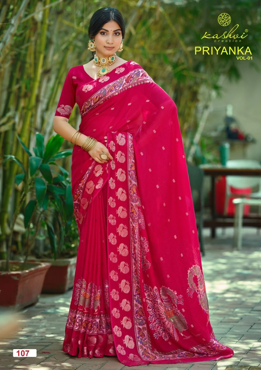 Kashvi Priyanka Vol 1 Marshmallow Jacquard Work Saree Collection