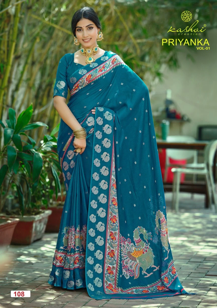 Kashvi Priyanka Vol 1 Marshmallow Jacquard Work Saree Collection
