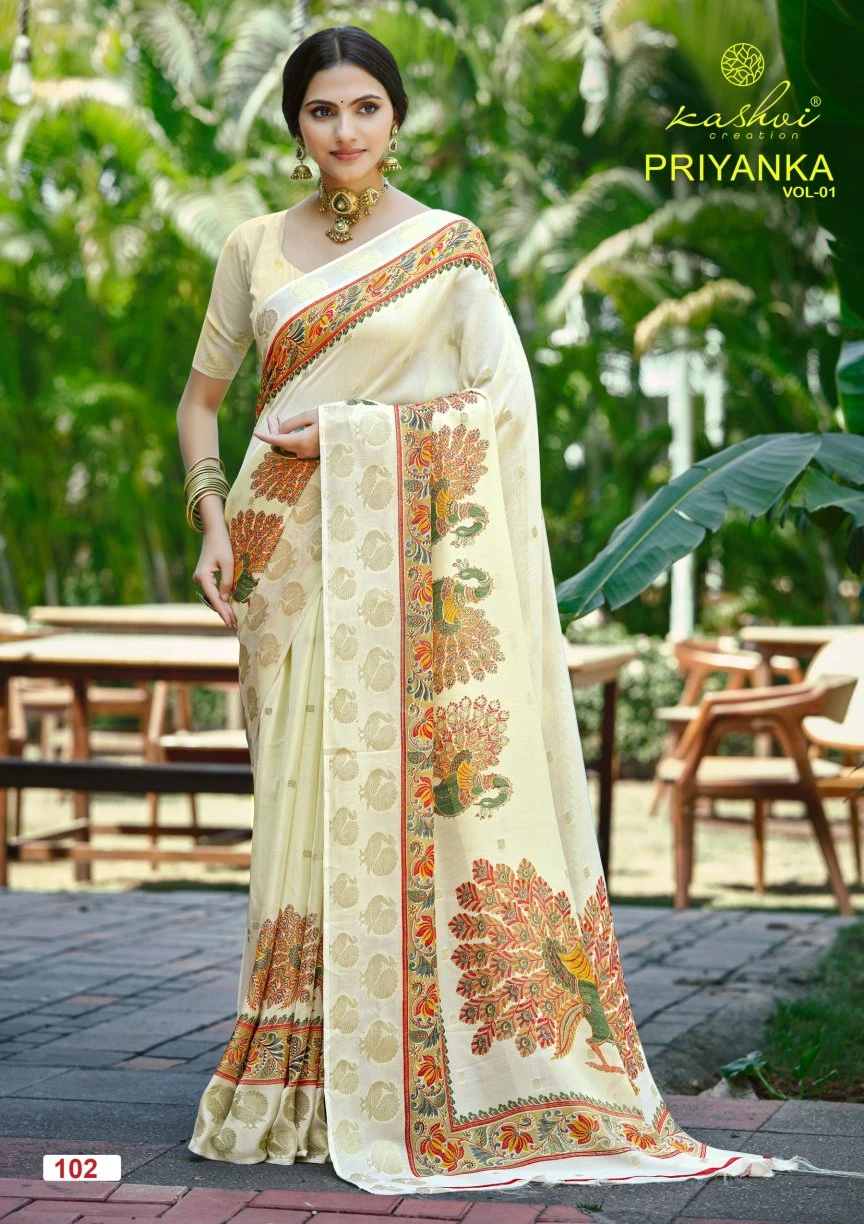 Kashvi Priyanka Vol 1 Marshmallow Jacquard Work Saree Collection