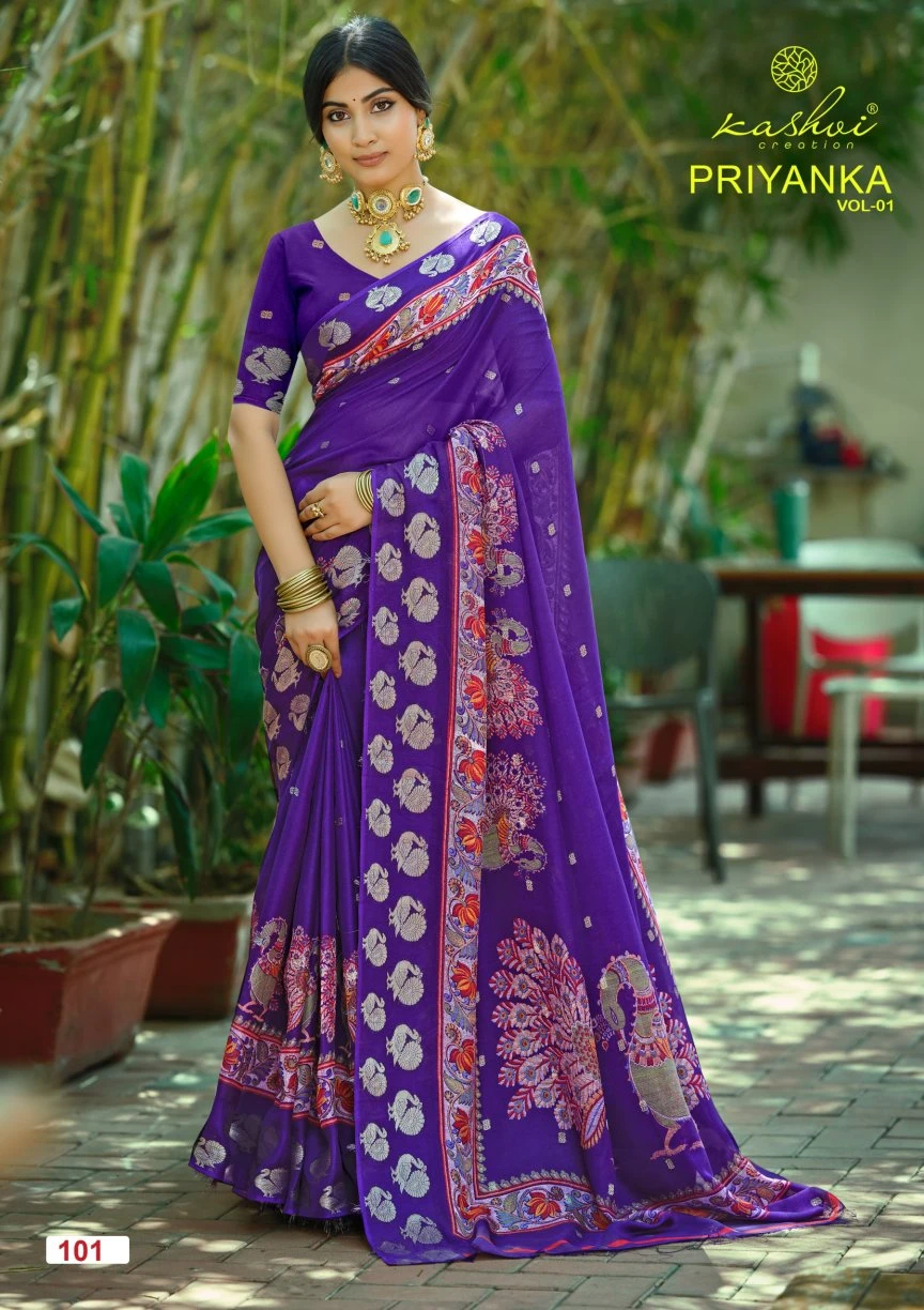 Kashvi Priyanka Vol 1 Marshmallow Jacquard Work Saree Collection