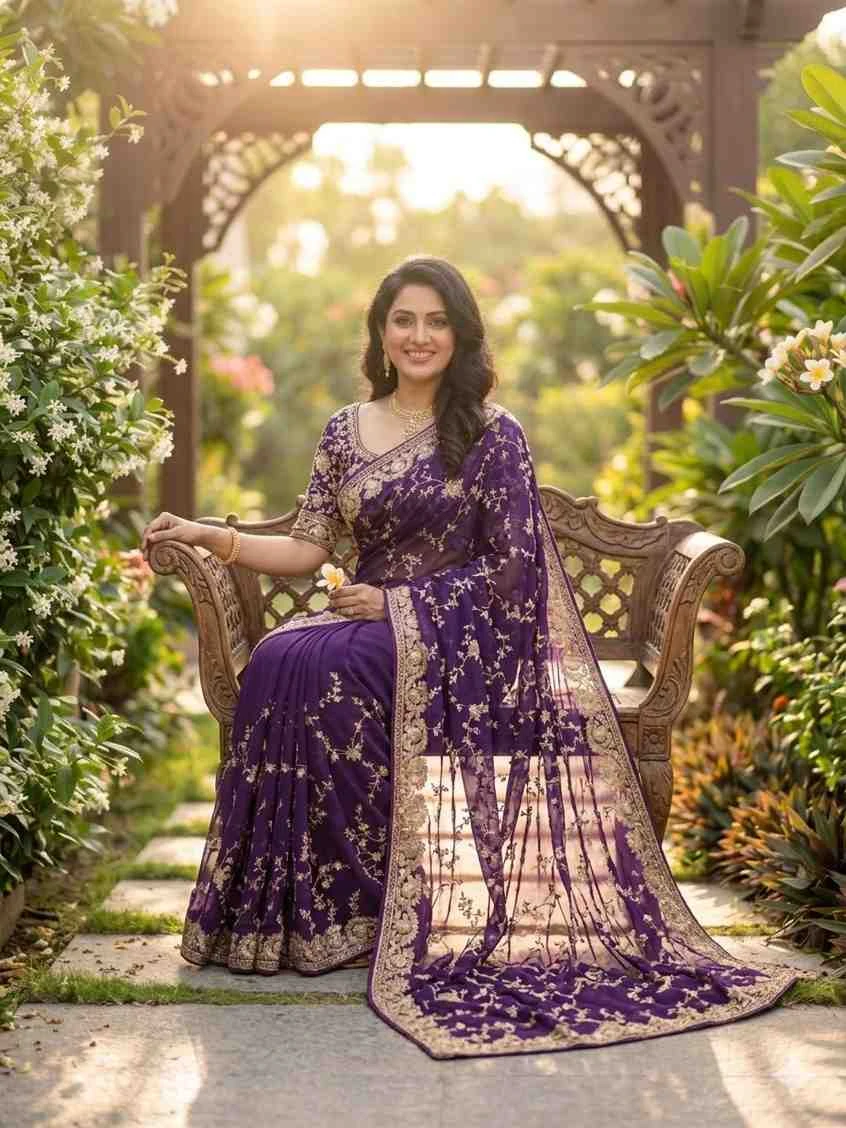 Kc 2112 Space Silk Beautiful Sequence Worked Saree Collection - Image 14