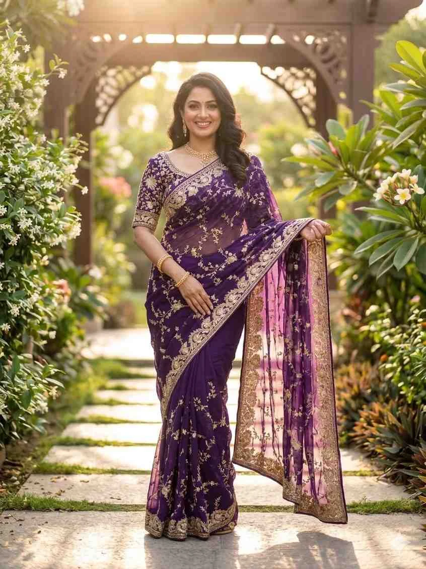 Kc 2112 Space Silk Beautiful Sequence Worked Saree Collection - Image 3