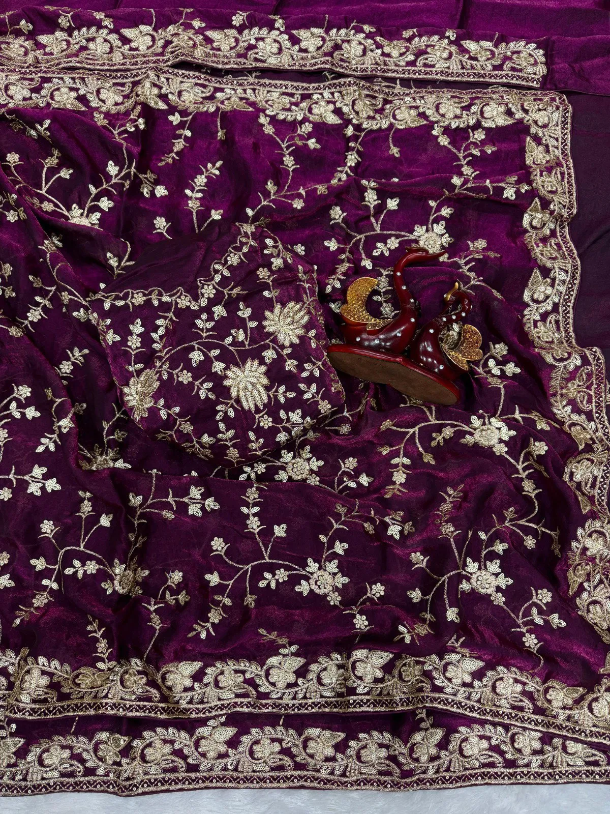 Kc 2112 Space Silk Beautiful Sequence Worked Saree Collection - Image 8