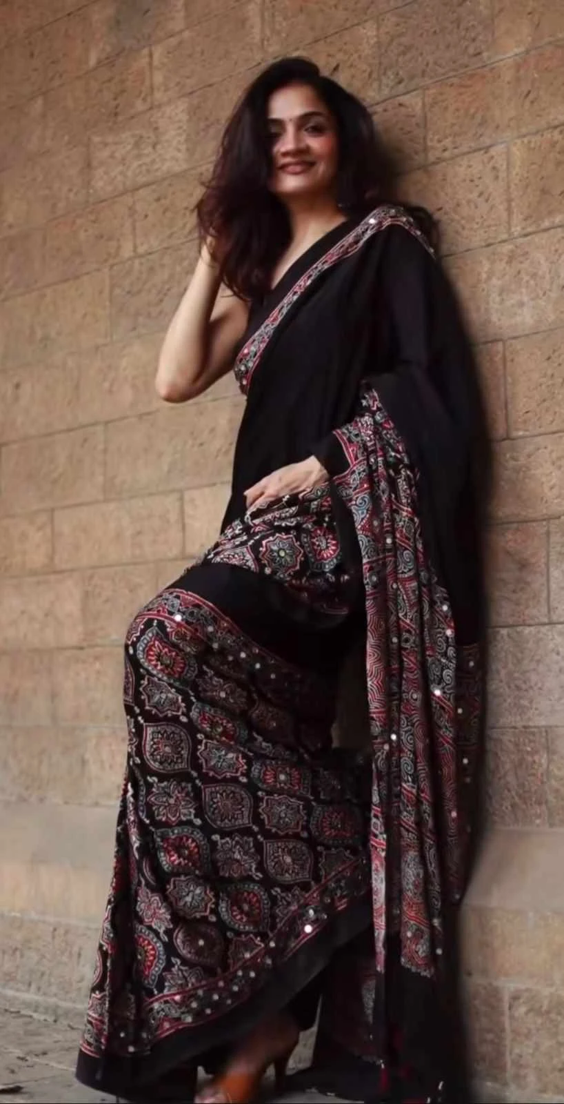 Kc 2120 Soft Crepe Silk Ajrakh Printed Saree Collection
