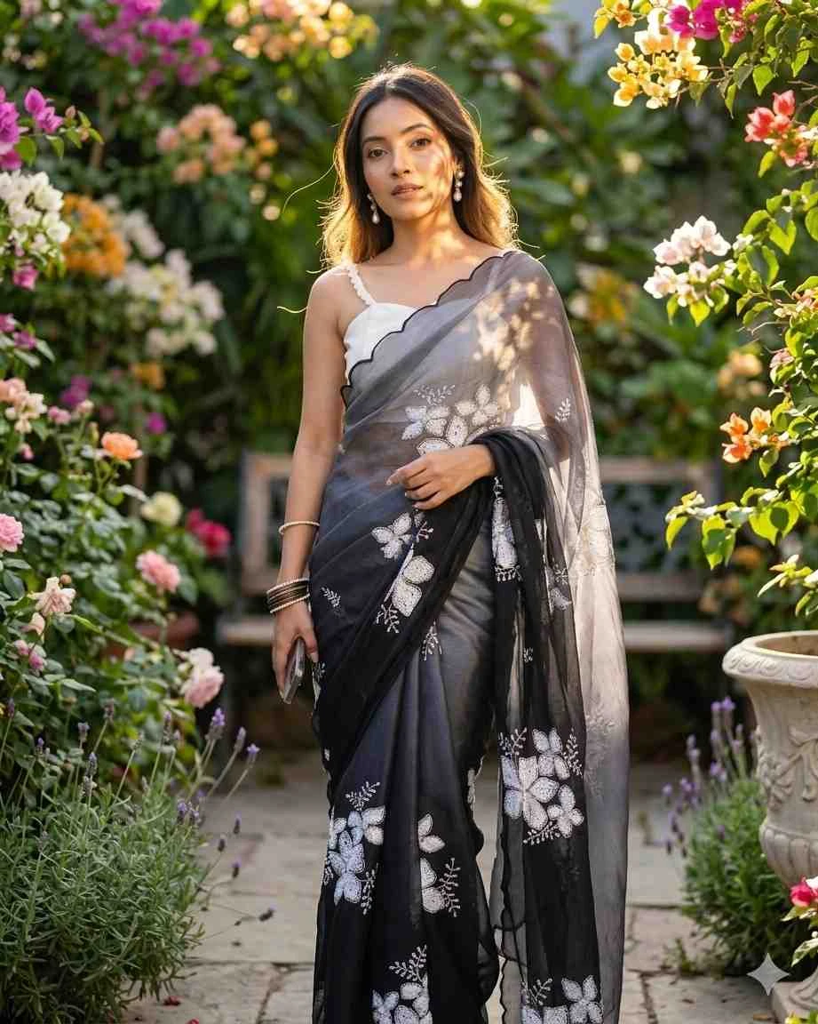 Kc 876 Jimmy Choo Shaded Sequence Worked Saree Collection