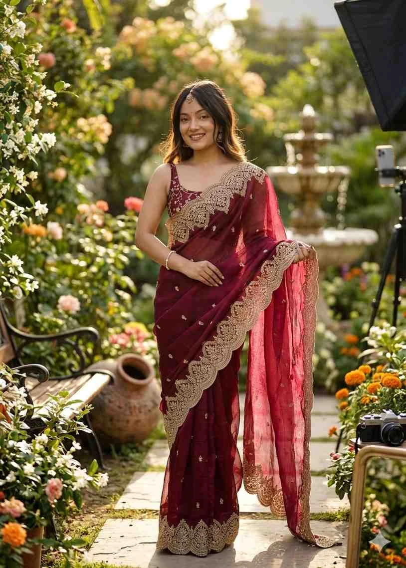 Kc 921 Fendy Chiffon Sequence Worked Saree Collection