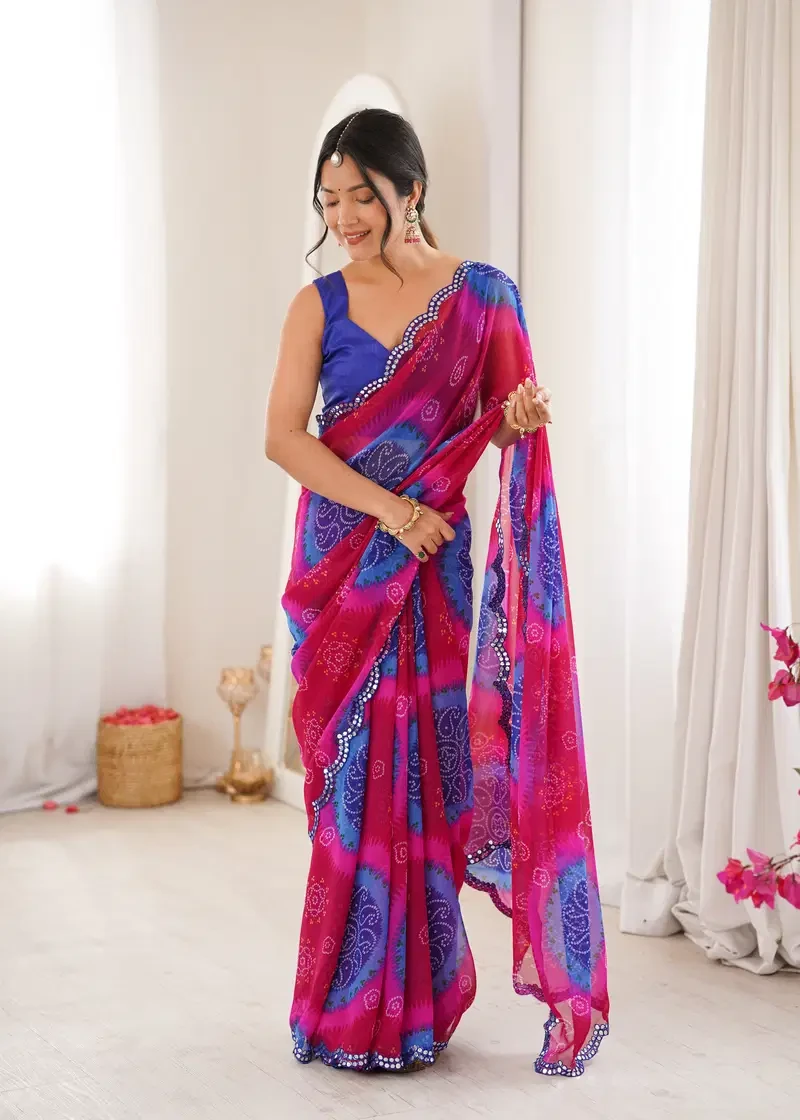 Keri Vol 1 Heavy Georgette Bandhani Keri Printed Saree Collection