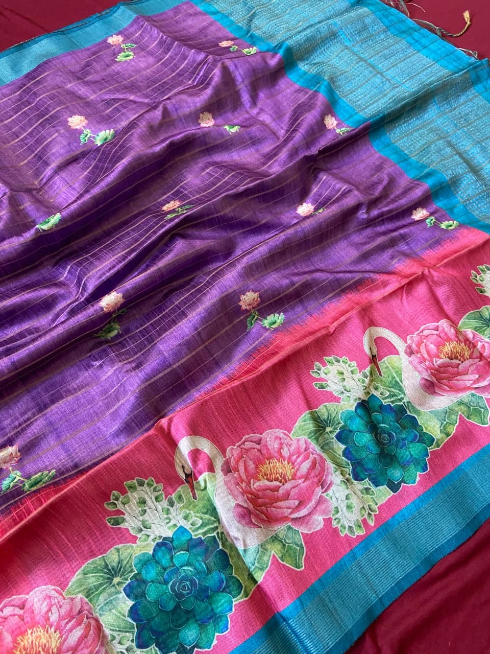 Kf Bhakti Tussar Silk Digital Printed Saree Collection