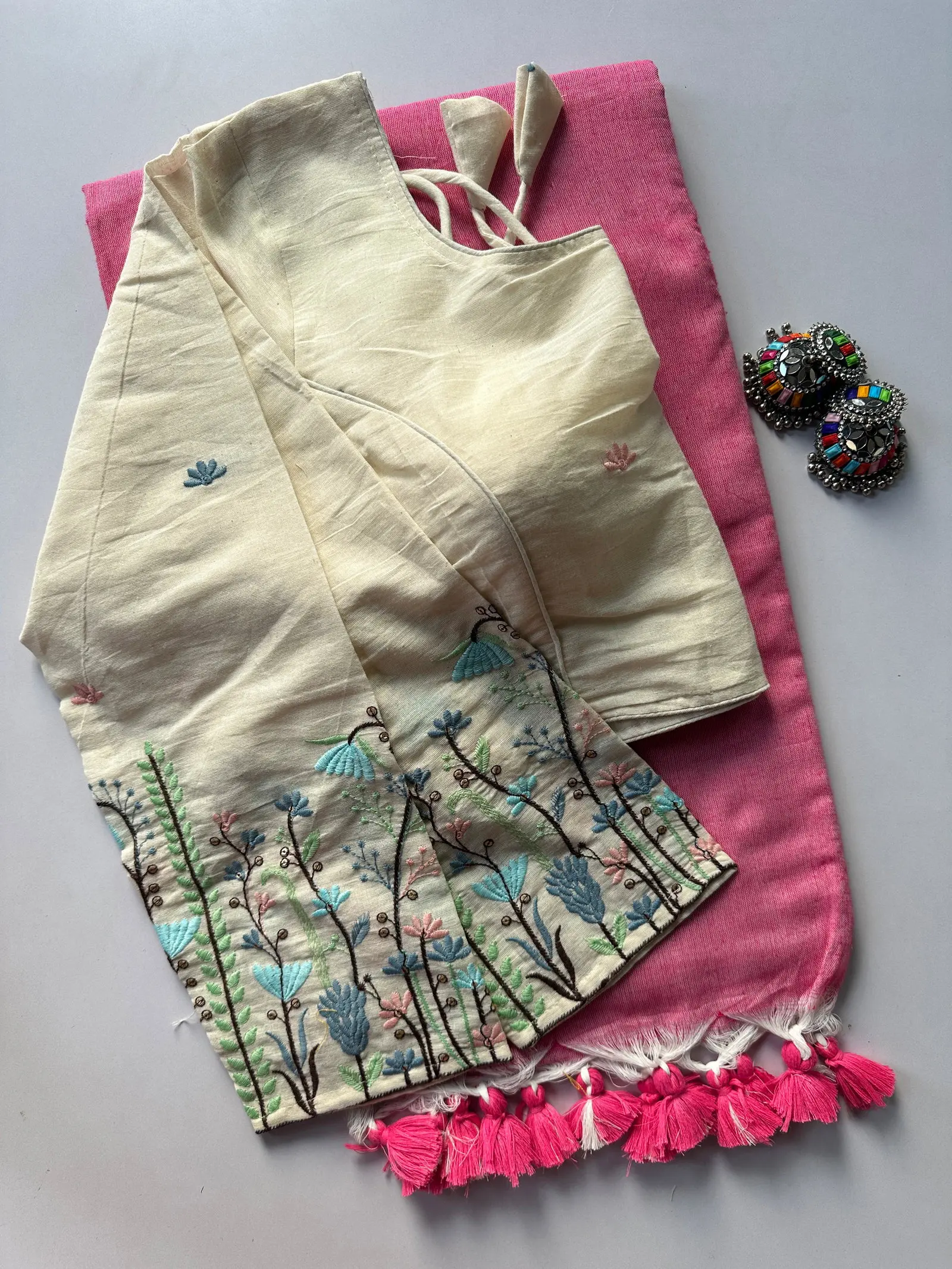 Khadi Vol 19 Khadi Cotton Saree with Embroidered Blouse