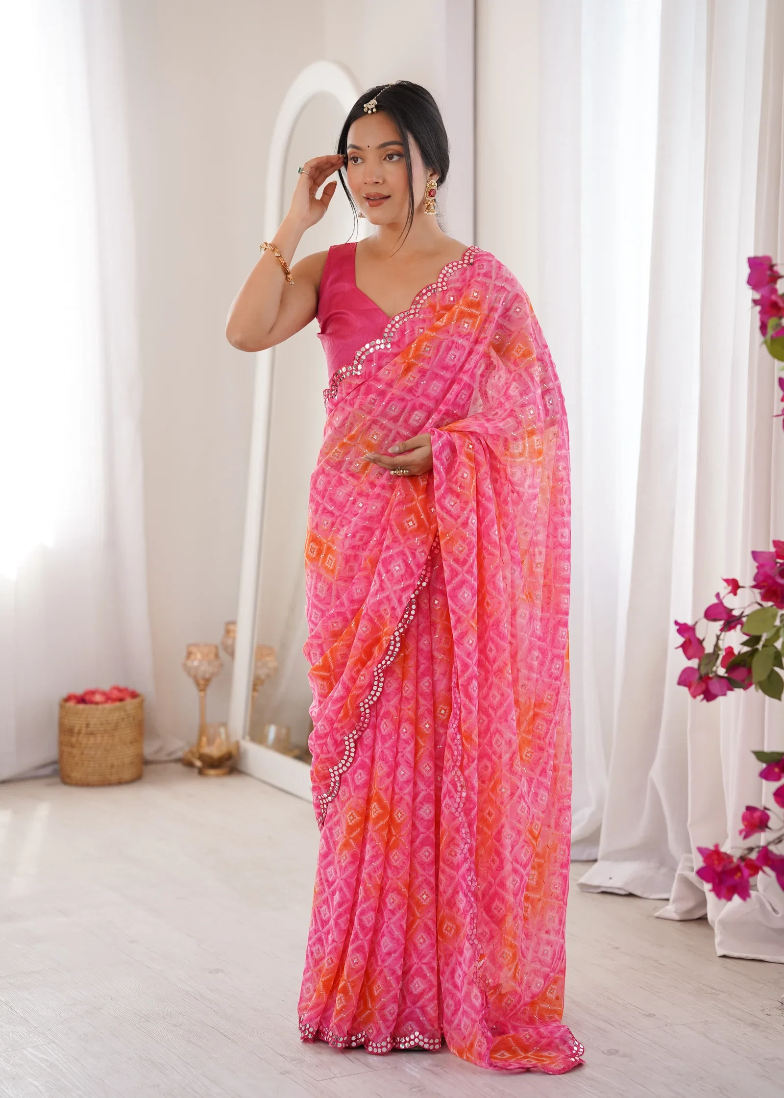 Komal Vol 1 Georgette Heavy Bandhani Printed Saree Collection