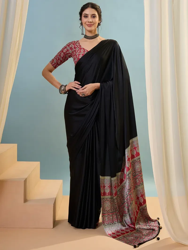 Lux Vol 22 Semi Modal Ajrakh Printed Saree Collection