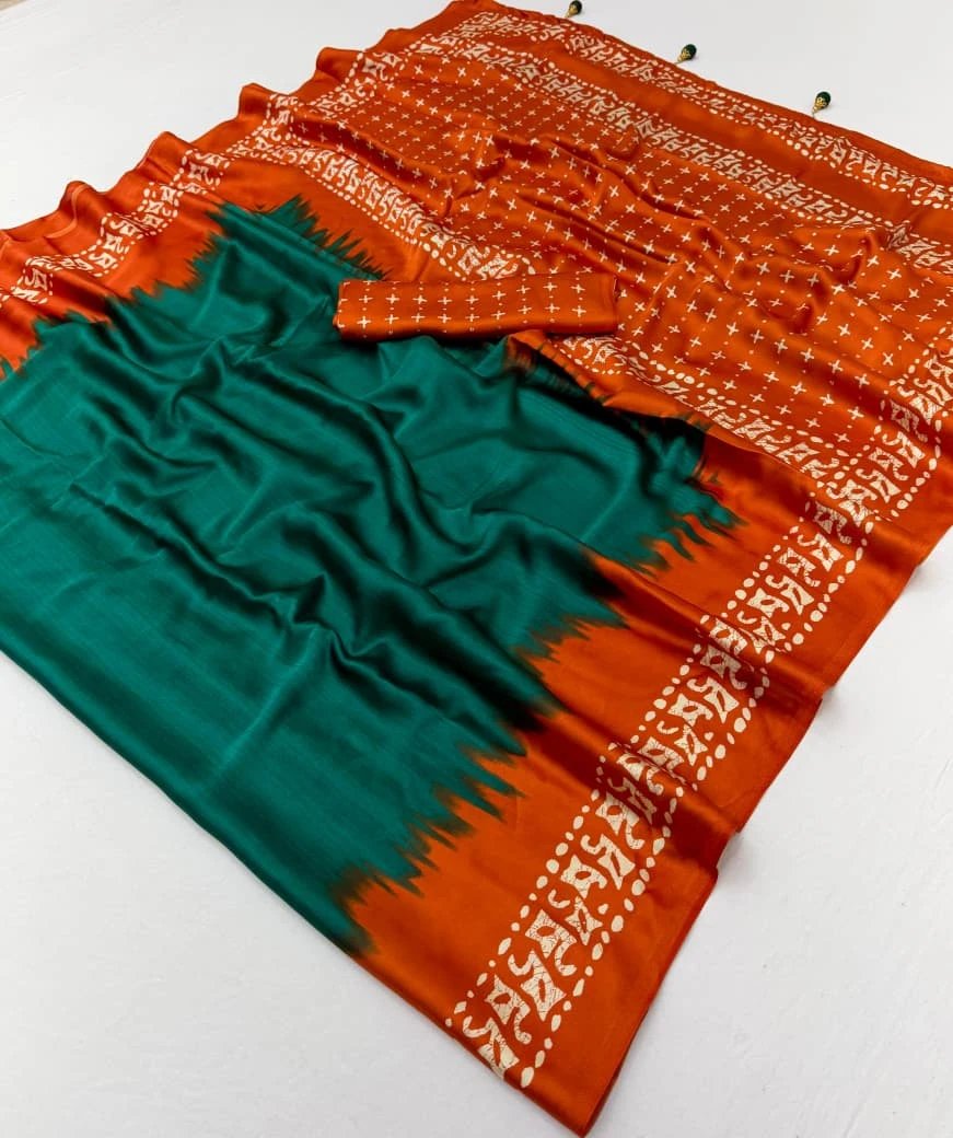 Lux Vol 31 Semi Modal Ajrakh Printed Saree Collection