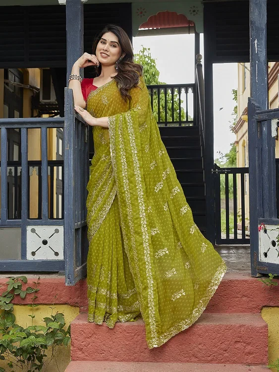 Mahek 222 Georgette Bandhani Printed Party Wear Saree Collection