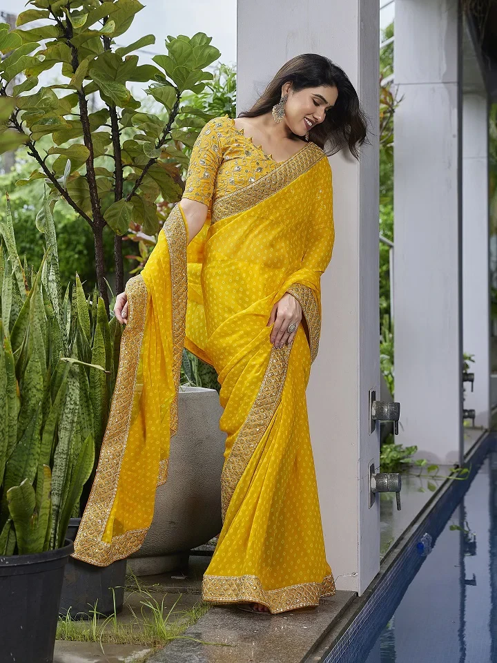 Mahek 224 Georgette Bandhani Printed Saree Collection