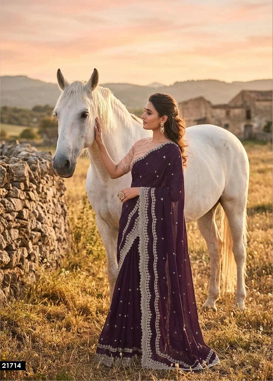 Mahotsav Mohmanthan Hits Georgette Silk Embroidered Saree Collection