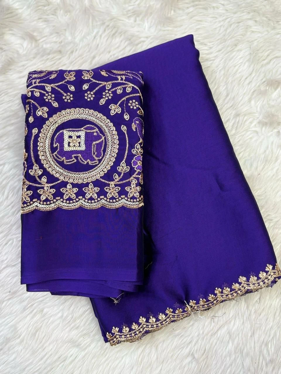 Maniratan Ah Black Rangoli Elephant Embroidery Saree Collection