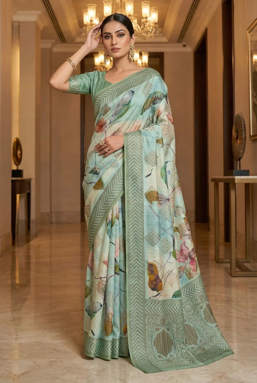 Mb Digital Vol 2 Dola Banarasi Floral Printed Saree Collection