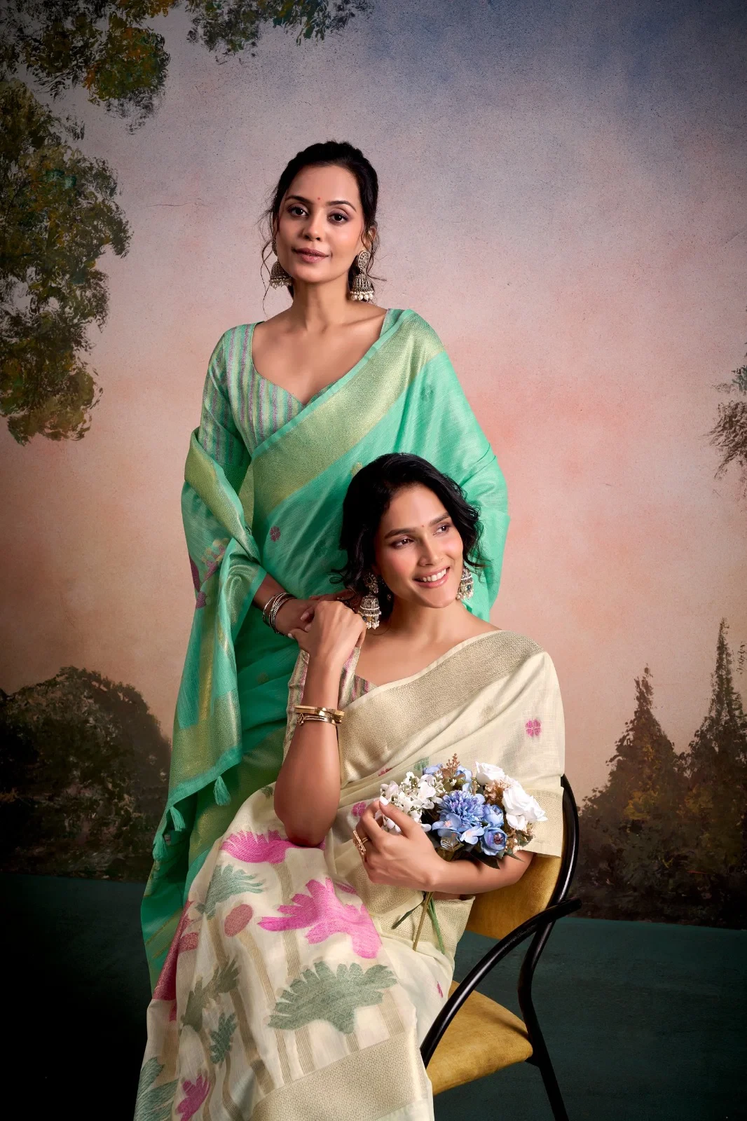 Rajpath Soloni Linen Silk Flower Printed Saree Collection