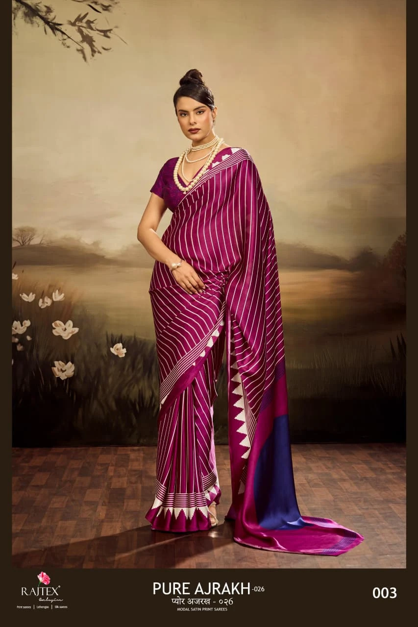 Rajtex Pure Ajrakh 026 Modal Satin Ajrakh Printed Saree Collection