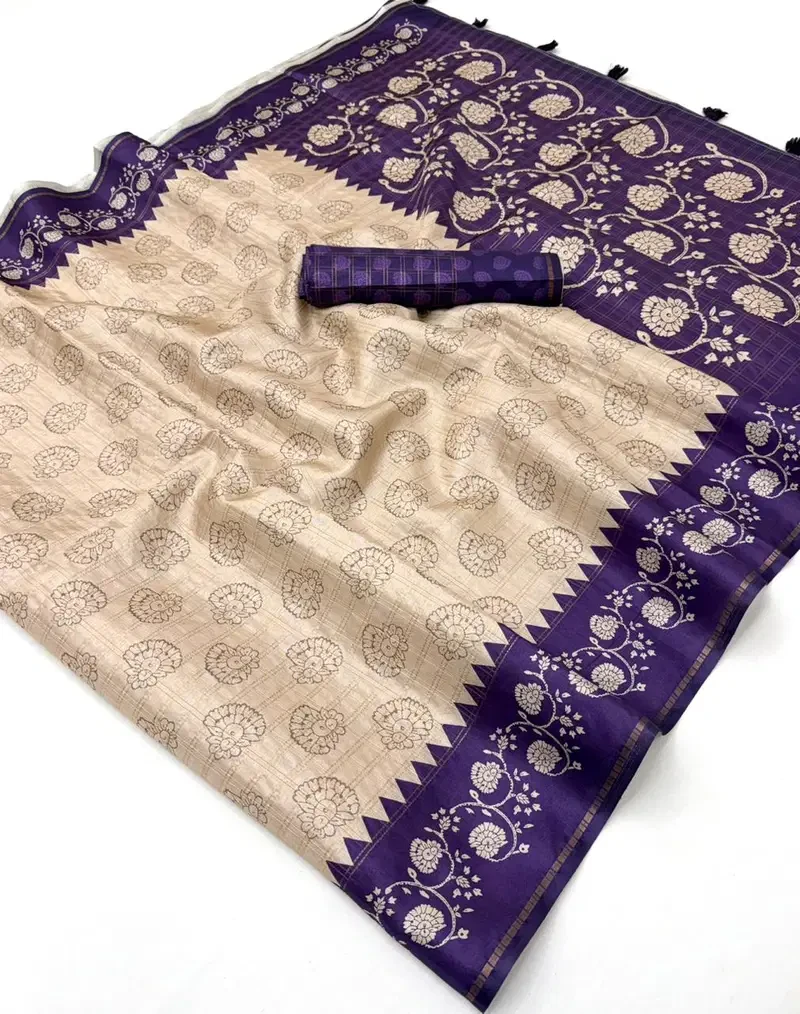 Rajyog Charvi Soft Tussar Silk Zari Chex Fancy Saree Collection