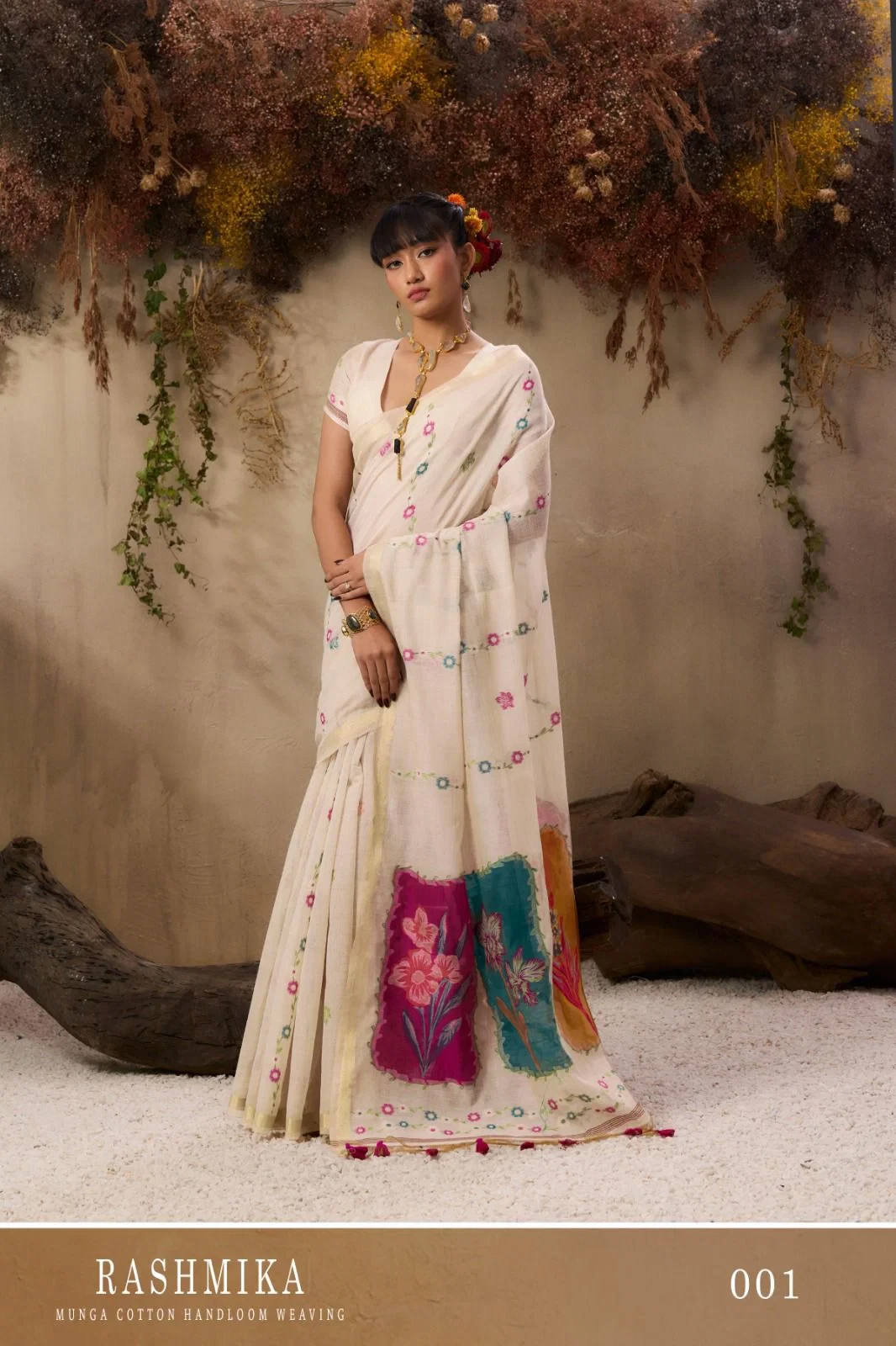 Rashmika 001 to 004 Munga Cotton Handloom Weaving Saree Collection