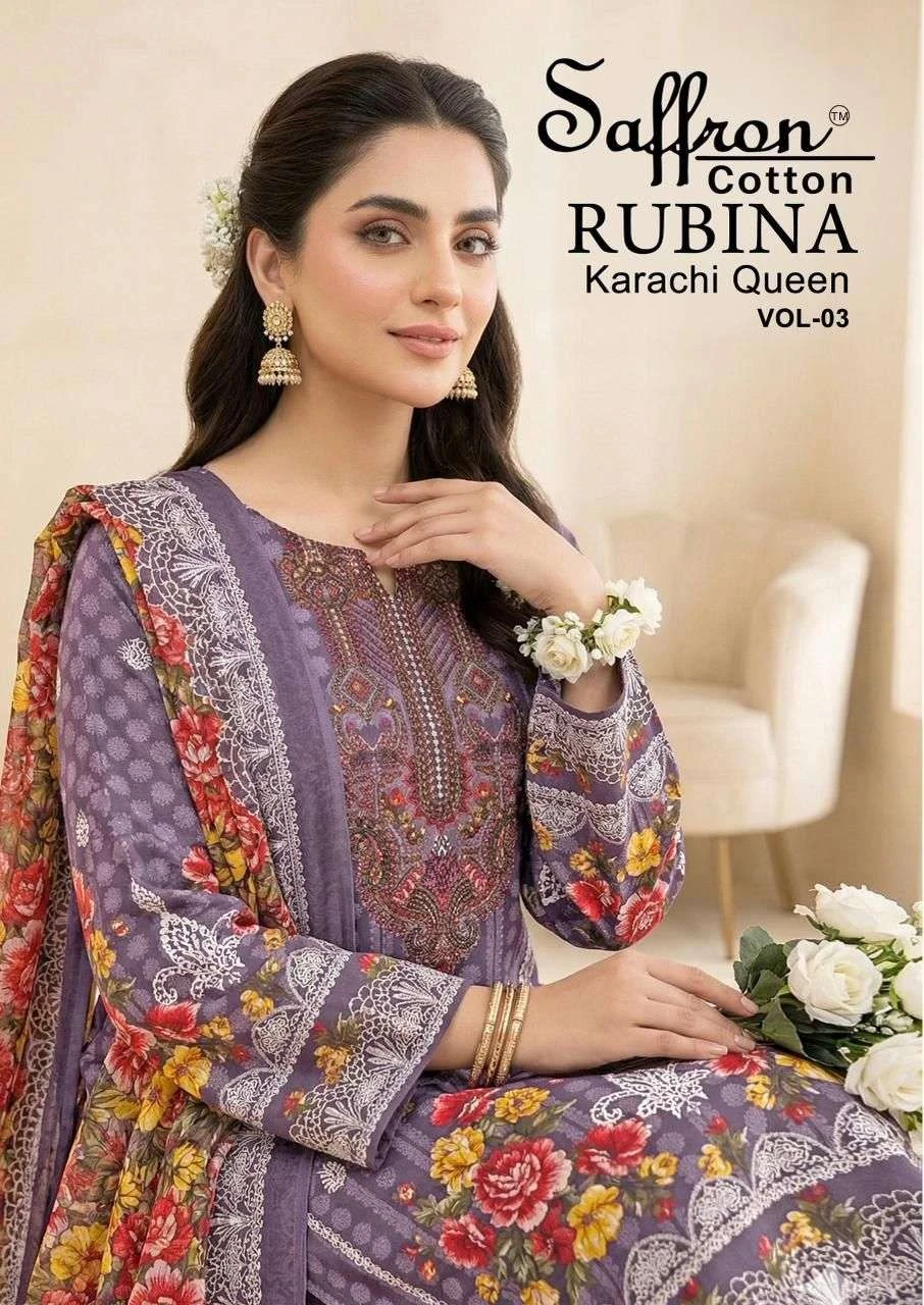 Saffron Cotton Rubina Karachi Queen Vol 3