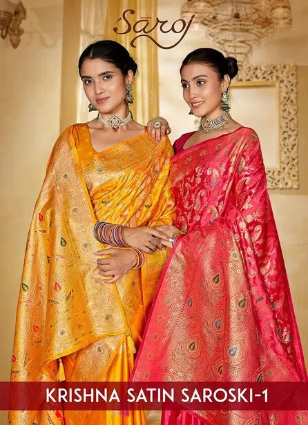 Saroj Krishna Satin Saroski Vol 1 Satin Silk Saree Collection