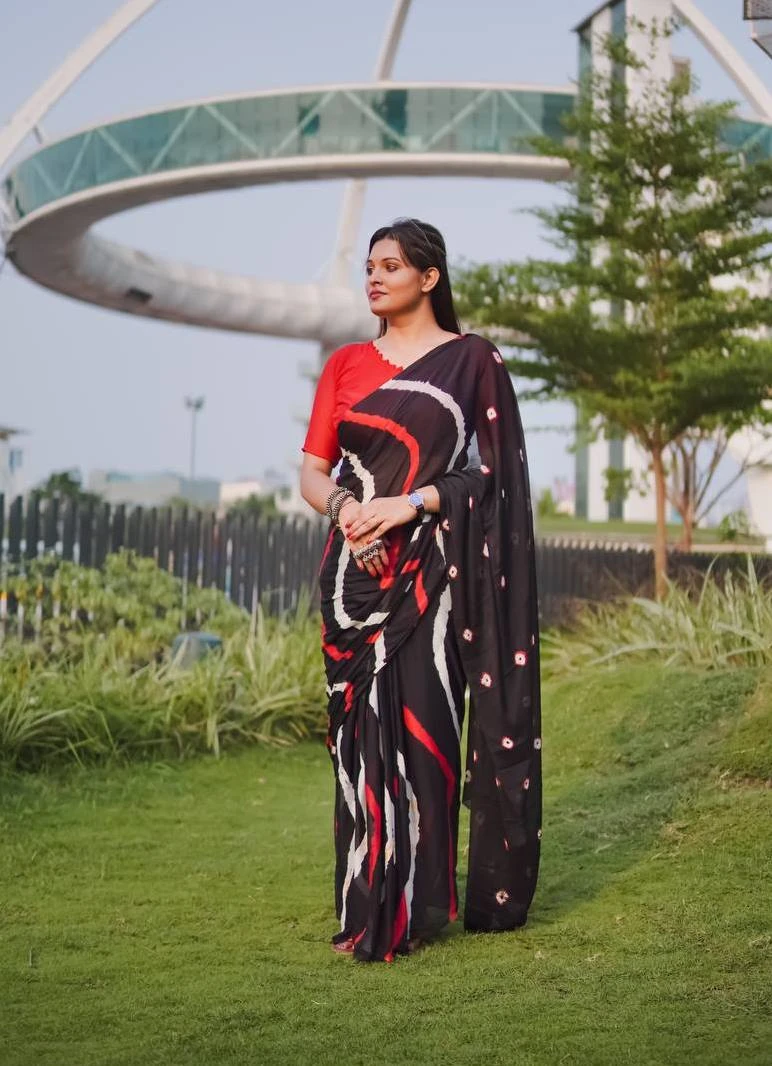 Sb Leheriya Pure Chinon Leheriya Worked Saree Collection - Image 2