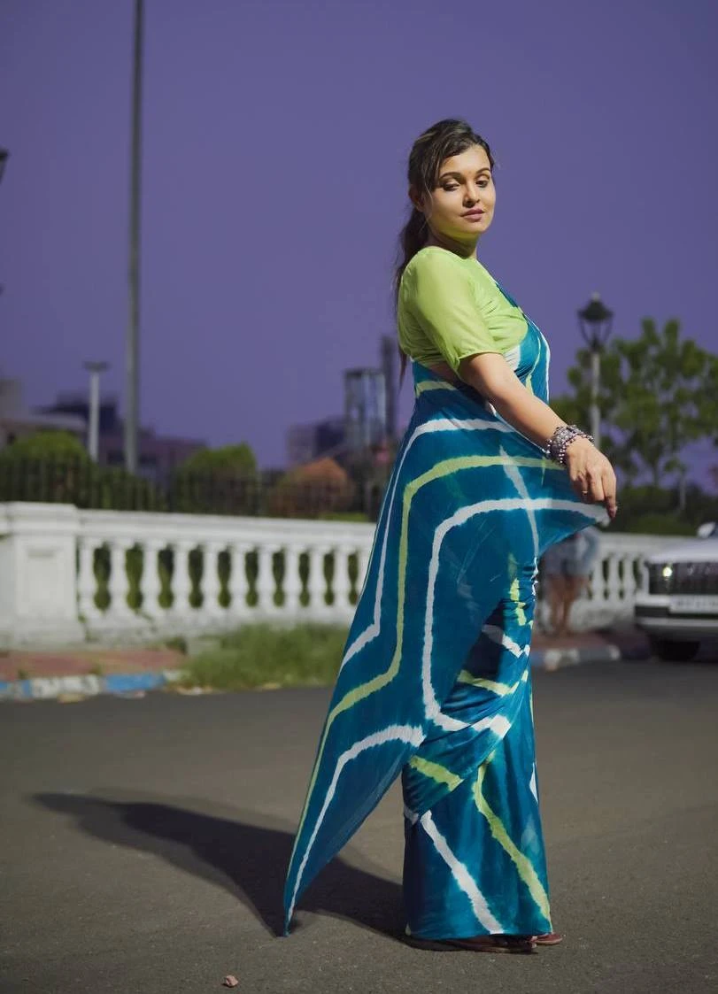 Sb Leheriya Pure Chinon Leheriya Worked Saree Collection - Image 3